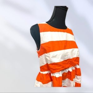 Crown and ivy strapped orange and white blouse